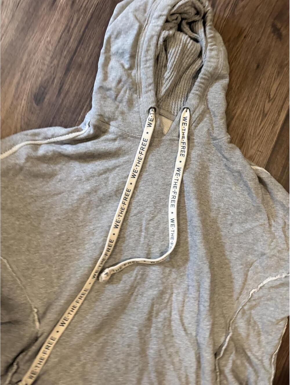 We the free free people gray longline oversized hooded sweatshirt XS - Picture 3 of 5
